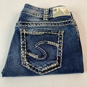 Silver Jeans Co Fluid Denim Suki Capri's Women's Embellished Pockets 30/22.5 EUC